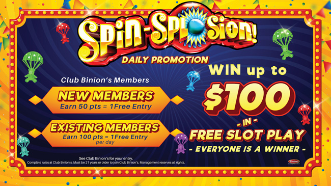 Club Binion's SPINSPLOSION Daily Tournament Page 1